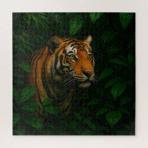 Majestätiges bengalisches Tiger-Dschungelporträt W Puzzle