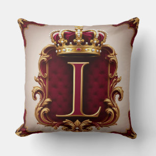 Majestätiges goldenes Monogramm mit Krone auf köni Kissen