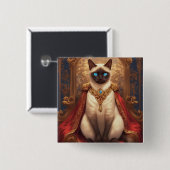 Majestätiges königliches siamesisches Katzenporträ Button (Vorne & Hinten)