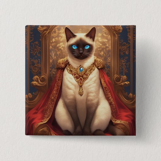 Majestätiges königliches siamesisches Katzenporträ Button (Vorderseite)