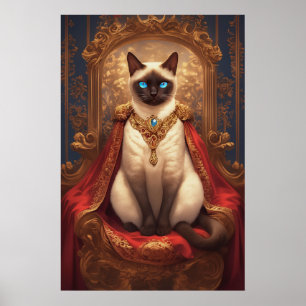 Majestätiges königliches siamesisches Katzenporträ Poster