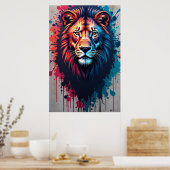 Majestätiges Löwe Graffiti-Kunstposter Poster (Küche)