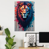 Majestätiges Löwe Graffiti-Kunstposter Poster (Heimbüro)