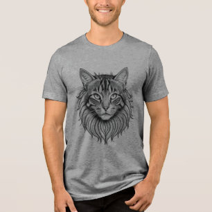 Majestätiges Löwenkatzengesichts-Portrait T-Shirt Tri-Blend Shirt
