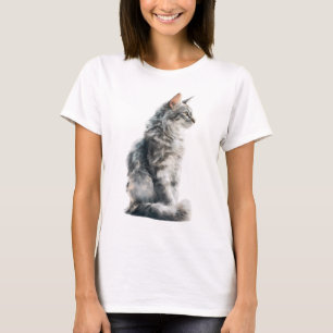 Majestätiges Silber-Maine-Coon-Katzenporträt Fraue T-Shirt