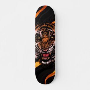 Majestätiges Tiger-Gesicht Gold-Strudel-Kunstwerk Skateboard