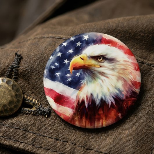 Majestätiges Weißkopfseeadler-Porträt mit amerikan Button