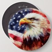 Majestätiges Weißkopfseeadler-Porträt mit amerikan Button (Vorne & Hinten)