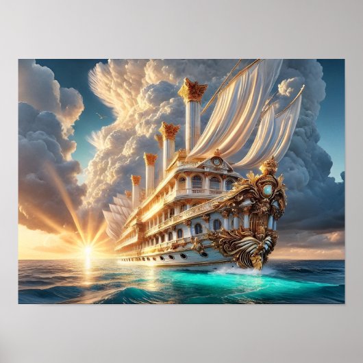Majestätisch von Rom entworfenes Schiff im Sonnena Poster (Vorne)