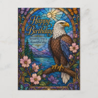 Majestätische Adler-Buntglas-Geburtstagskarte