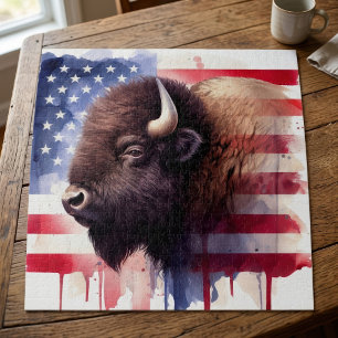 Majestätische amerikanische Bisons & patriotische  Puzzle