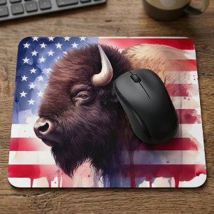 Majestätische amerikanische Bisons und patriotisch Mousepad