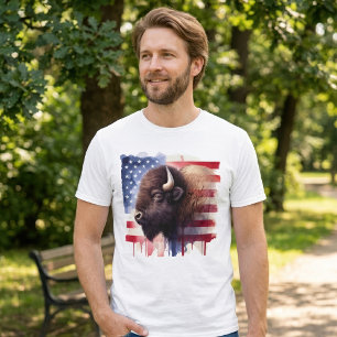 Majestätische amerikanische Bisons und patriotisch T-Shirt