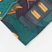 Majestätische Aquamarine Drachen und Dorf Fleecedecke (Ecke)