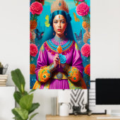 Majestätische asiatische Prinzessin mit Edelstein Poster (Heimbüro)