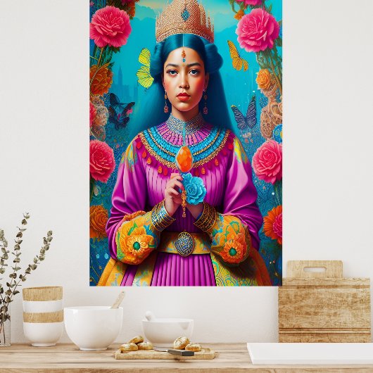 Majestätische asiatische Prinzessin mit Edelstein Poster (Küche)