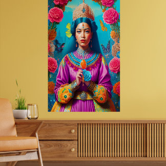 Majestätische asiatische Prinzessin mit Edelstein Poster