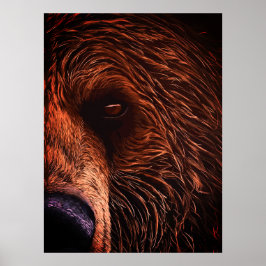 Majestätische Bärenporträt-Kunst – Nahaufnahme Wil Poster