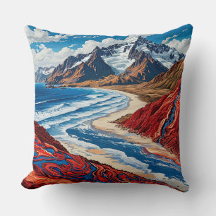 Majestätische Berglandschaft mit lebendigen Farben Kissen