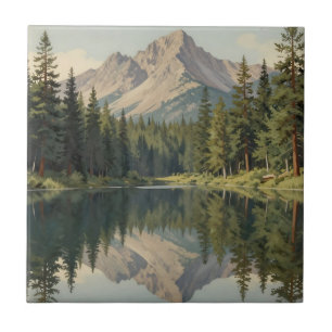 Majestätische Bergsee-Reflexion Fliese