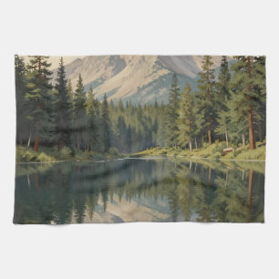 Majestätische Bergsee-Reflexion Geschirrtuch