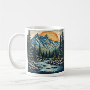 Majestätische Bergwaldseen-Naturfotografie Kaffeetasse