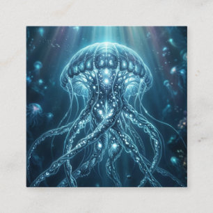 "Majestätische biolumineszente Quallen-Runde Custo Quadratische Visitenkarte