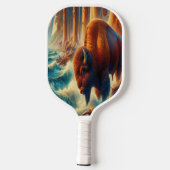majestätische Bison steht hoch Pickleball Schläger (Rückseite)
