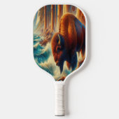 majestätische Bison steht hoch Pickleball Schläger (Vorderseite)