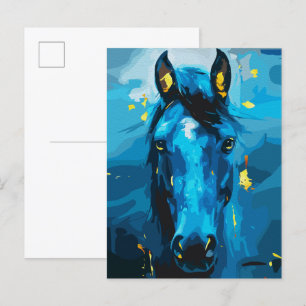 Majestätische Blaue Pferdekunst – Stärke und Elega Postkarte