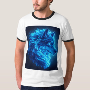 Majestätische Blaue Wolf Leuchtende Fantasy-Wildli T-Shirt