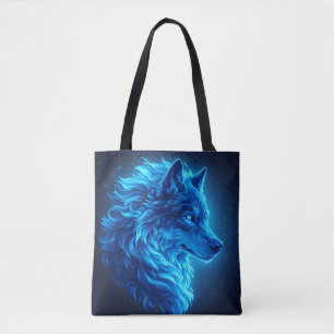 Majestätische Blaue Wolf Leuchtende Fantasy-Wildli Tasche