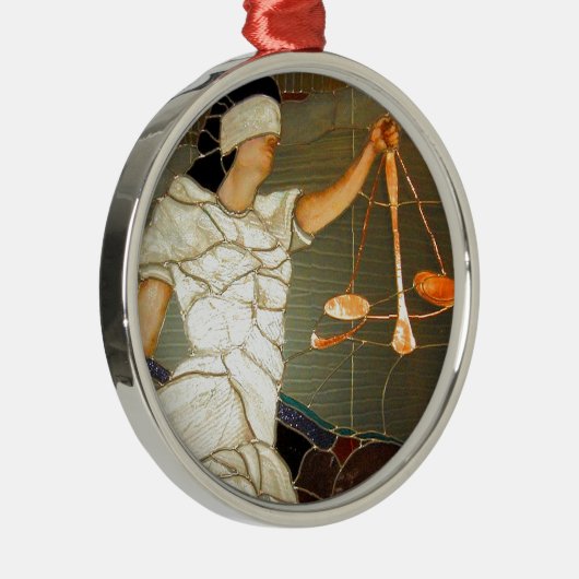 Majestätische Dame Justice im Buntglas-Entwurf Ornament Aus Metall (Rechts)