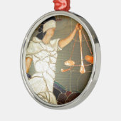 Majestätische Dame Justice im Buntglas-Entwurf Ornament Aus Metall (Links)