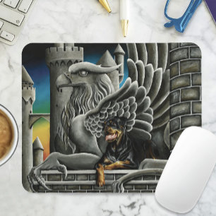 Majestätische Dark Fantasy Rottweiler Gargoyle Bur Mousepad