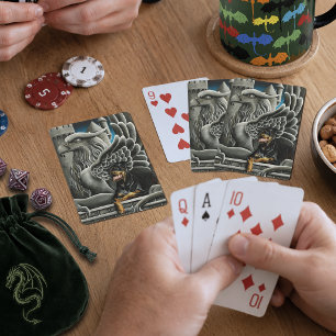 Majestätische Dark Fantasy Rottweiler Gargoyle Bur Spielkarten