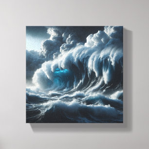Majestätische dunkelblaue Meereswelle - Dramatisch Leinwanddruck