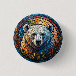 Majestätische Eisbär-Buntglas-Kunst Button
