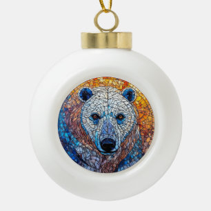 Majestätische Eisbär-Buntglas-Kunst Keramik Kugel-Ornament
