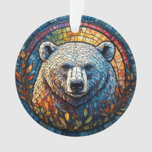 Majestätische Eisbär-Buntglas-Kunst Ornament