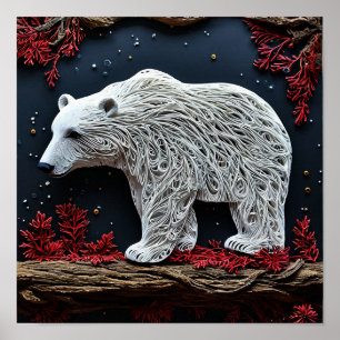 ✨ Majestätische Eisbären-Kunstskulptur Glow Poster