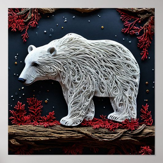 ✨ Majestätische Eisbären-Kunstskulptur Glow Poster (Vorne)