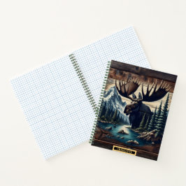 Majestätische Elche am ruhigen Fluss im Morgengrau Notizblock