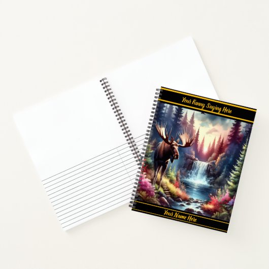 Majestätische Elche am ruhigen Wasserfall bei Dämm Notizblock (Innenseite)