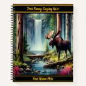 Majestätische Elche an einem ruhigen Wasserfall im Notizblock (Vorderseite)