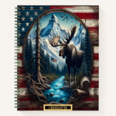 Majestätische Elche durch einen ruhigen Fluss in d Notizblock (Vorderseite)