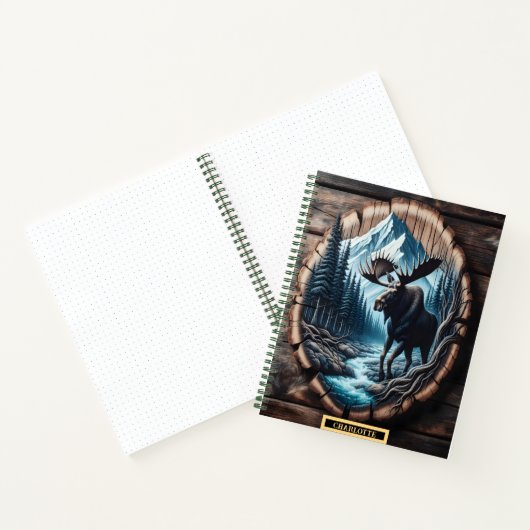 Majestätische Elche durch einen ruhigen Gebirgsbac Notizblock (Innenseite)