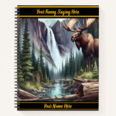 Majestätische Elche durch einen ruhigen Wasserfall Notizblock (Vorderseite)