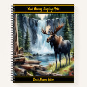 Majestätische Elche durch einen ruhigen Wasserfall Notizblock (Vorderseite)