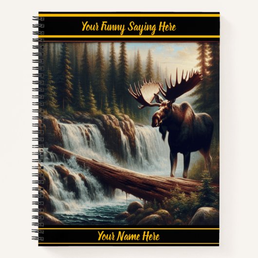 Majestätische Elche durch einen ruhigen Wasserfall Notizblock (Vorderseite)